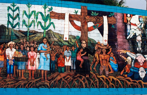 El Salvador: Wandgemälde zum Gedenken an Monseñor Romero
